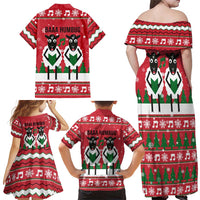 Vintage Sheep Music Christmas Family Matching Off Shoulder Maxi Dress and Hawaiian Shirt Xmas Holiday Patterns - Wonder Print Shop