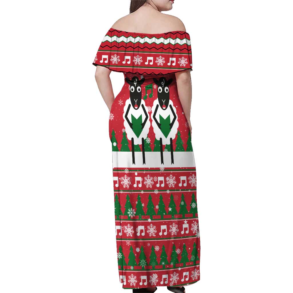 Vintage Sheep Music Christmas Family Matching Off Shoulder Maxi Dress and Hawaiian Shirt Xmas Holiday Patterns - Wonder Print Shop
