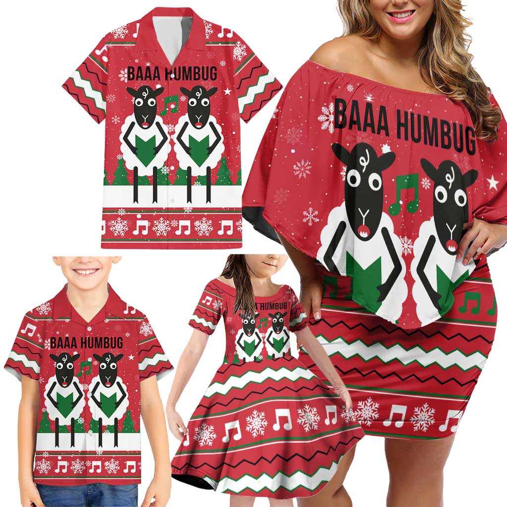 Vintage Sheep Music Christmas Family Matching Off Shoulder Short Dress and Hawaiian Shirt Xmas Holiday Patterns - Wonder Print Shop