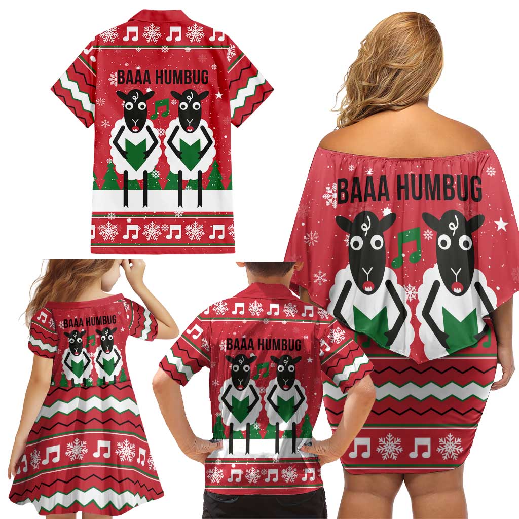 Vintage Sheep Music Christmas Family Matching Off Shoulder Short Dress and Hawaiian Shirt Xmas Holiday Patterns - Wonder Print Shop