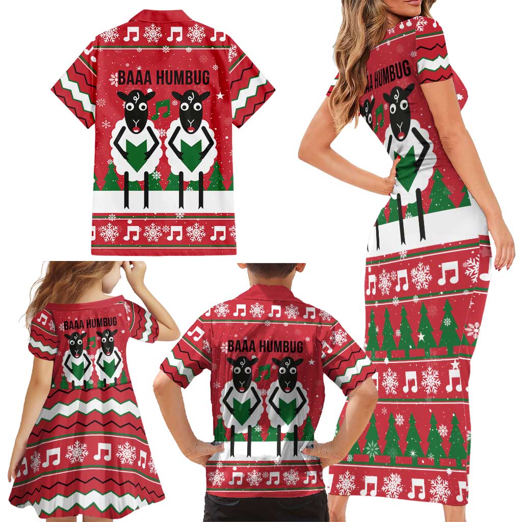 Vintage Sheep Music Christmas Family Matching Short Sleeve Bodycon Dress and Hawaiian Shirt Xmas Holiday Patterns - Wonder Print Shop