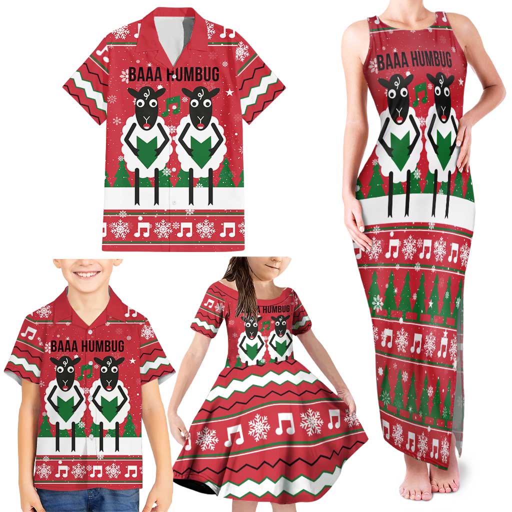 Vintage Sheep Music Christmas Family Matching Tank Maxi Dress and Hawaiian Shirt Xmas Holiday Patterns - Wonder Print Shop