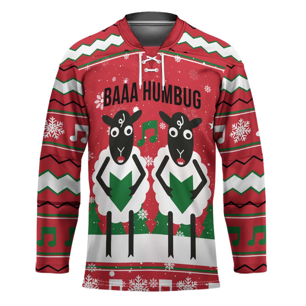 Vintage Sheep Music Christmas Hockey Jersey Xmas Holiday Patterns - Wonder Print Shop
