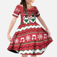 Vintage Sheep Music Christmas Kid Short Sleeve Dress Xmas Holiday Patterns - Wonder Print Shop