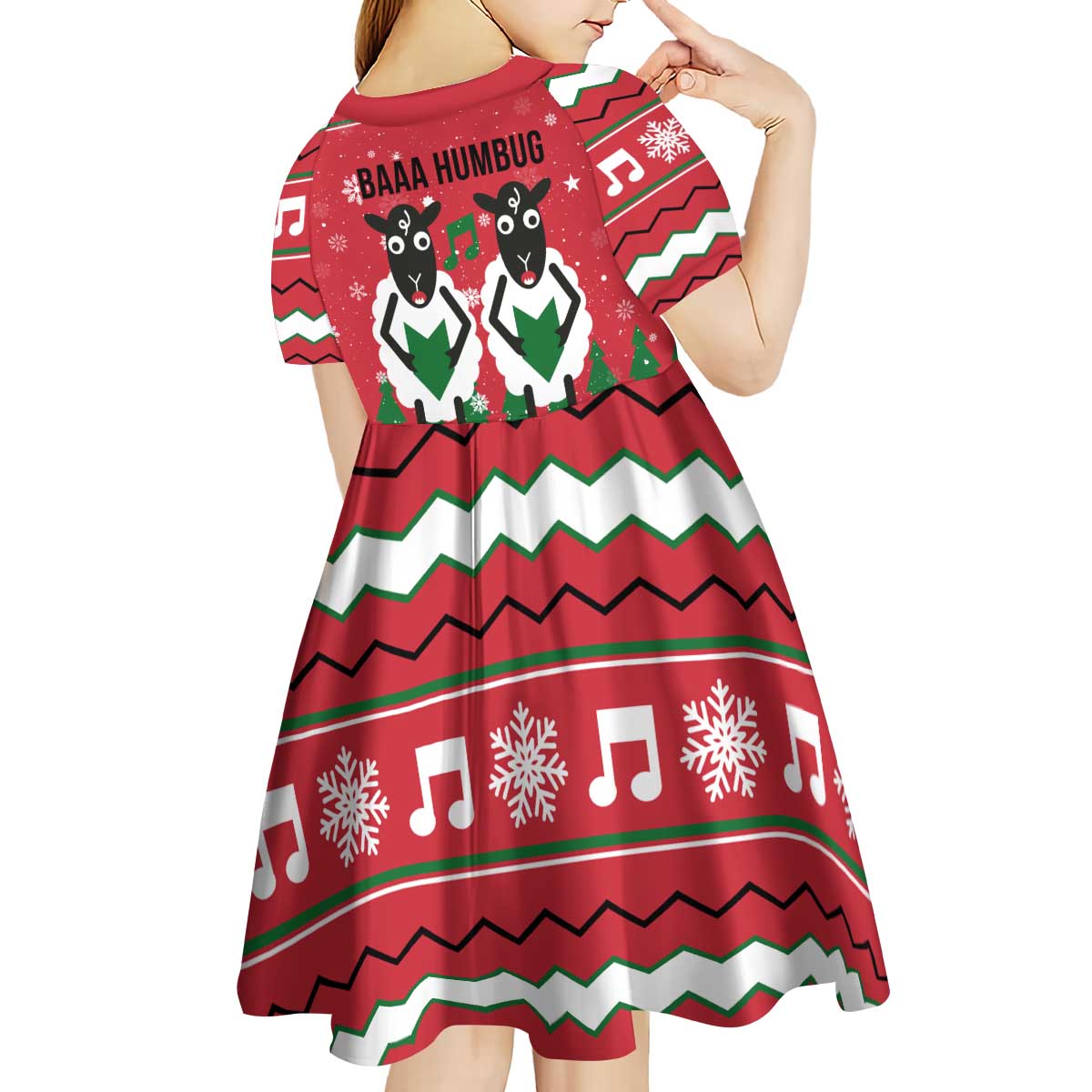 Vintage Sheep Music Christmas Kid Short Sleeve Dress Xmas Holiday Patterns - Wonder Print Shop