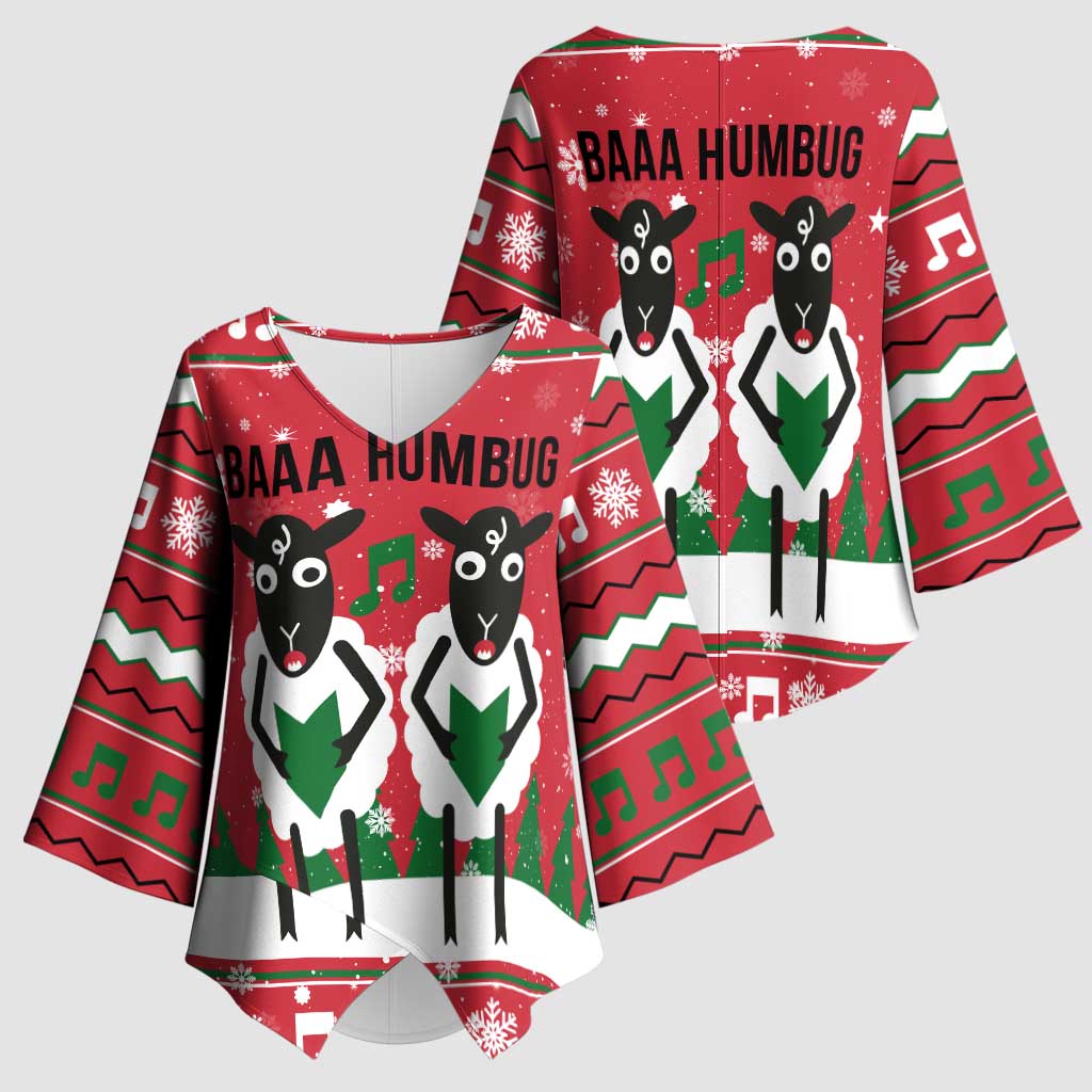 Vintage Sheep Music Christmas Kimono Sleeve Blouse Xmas Holiday Patterns - Wonder Print Shop