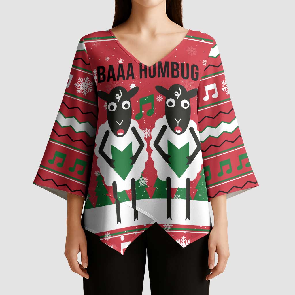 Vintage Sheep Music Christmas Kimono Sleeve Blouse Xmas Holiday Patterns - Wonder Print Shop