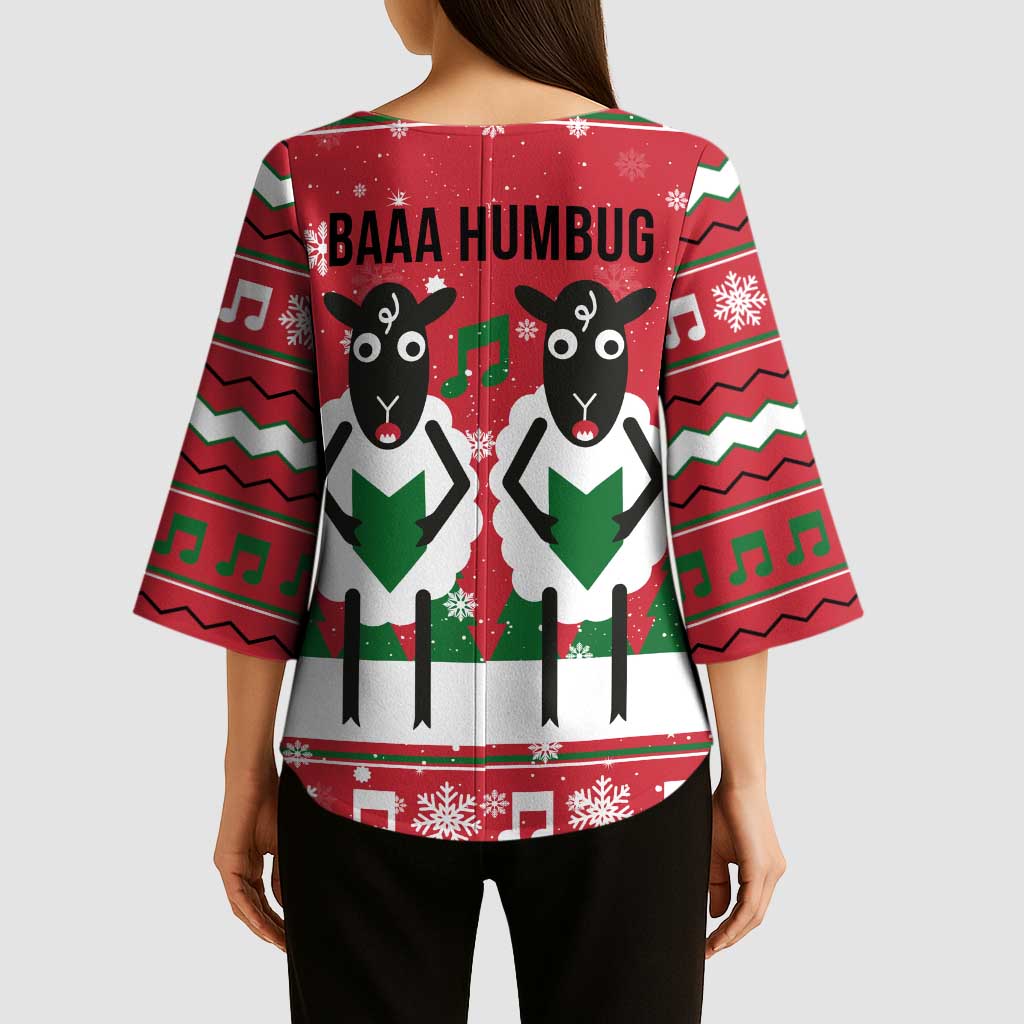 Vintage Sheep Music Christmas Kimono Sleeve Blouse Xmas Holiday Patterns - Wonder Print Shop