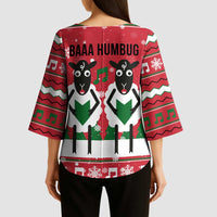 Vintage Sheep Music Christmas Kimono Sleeve Blouse Xmas Holiday Patterns - Wonder Print Shop