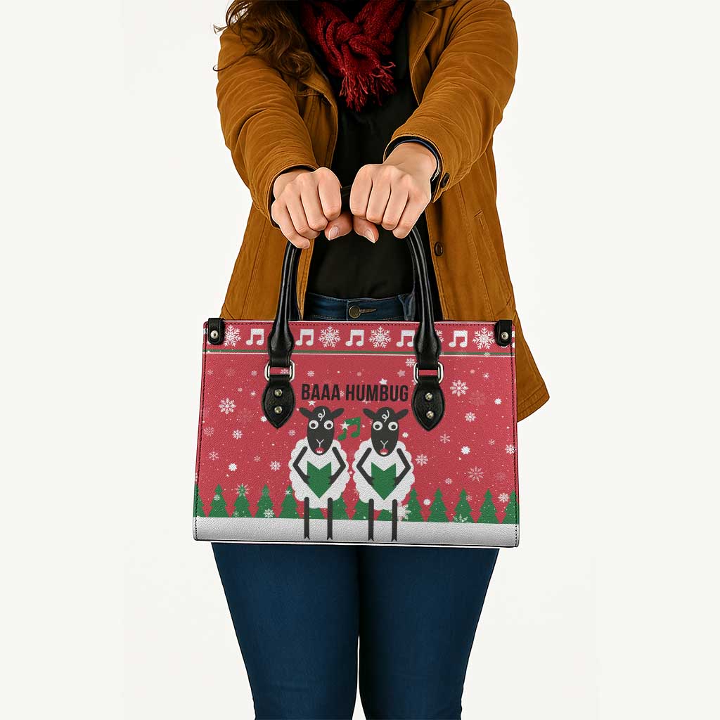 Vintage Sheep Music Christmas Leather Bag Xmas Holiday Patterns - Wonder Print Shop