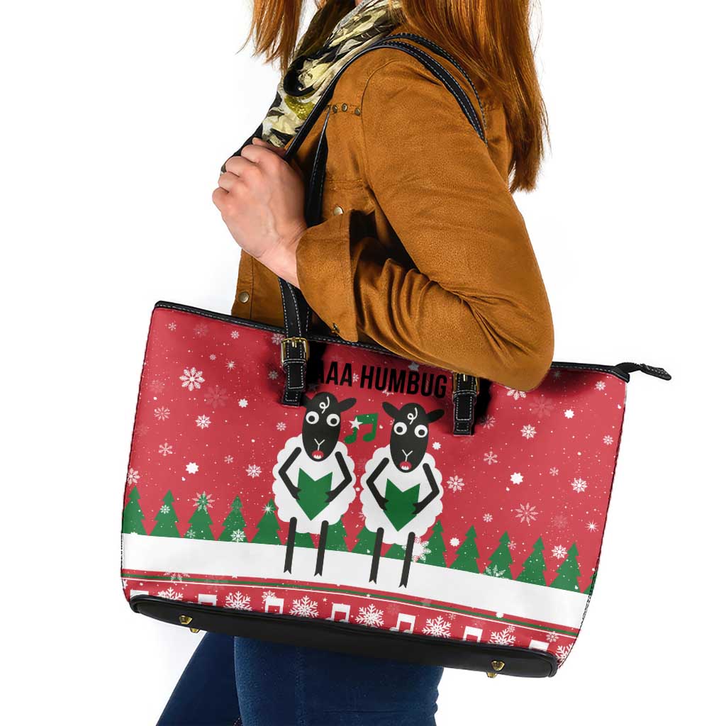 Vintage Sheep Music Christmas Leather Tote Bag Xmas Holiday Patterns - Wonder Print Shop