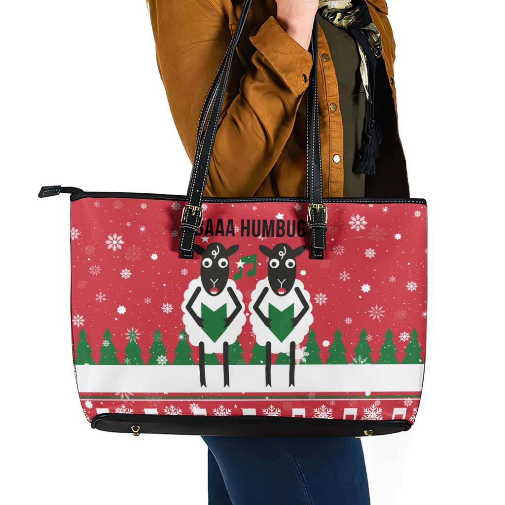 Vintage Sheep Music Christmas Leather Tote Bag Xmas Holiday Patterns - Wonder Print Shop