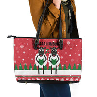 Vintage Sheep Music Christmas Leather Tote Bag Xmas Holiday Patterns - Wonder Print Shop