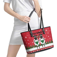 Vintage Sheep Music Christmas Leather Tote Bag Xmas Holiday Patterns - Wonder Print Shop