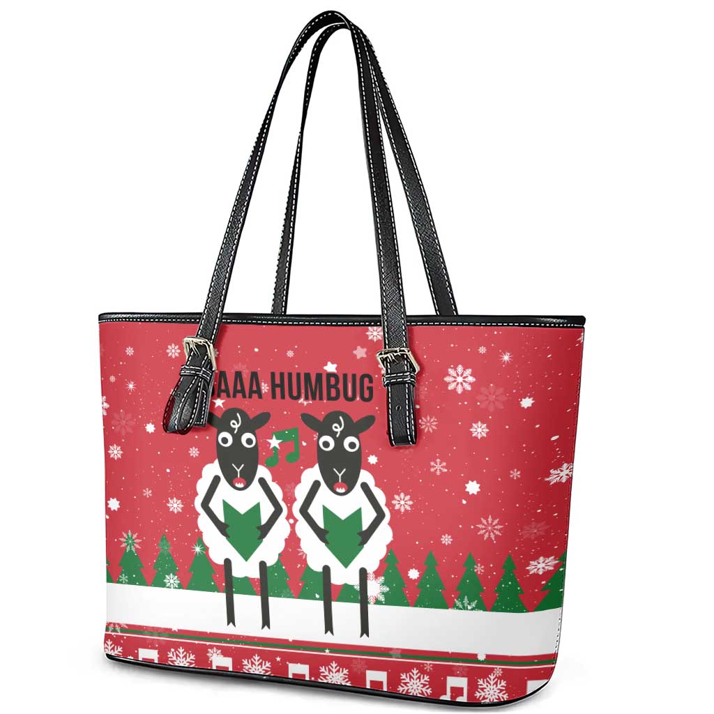 Vintage Sheep Music Christmas Leather Tote Bag Xmas Holiday Patterns - Wonder Print Shop