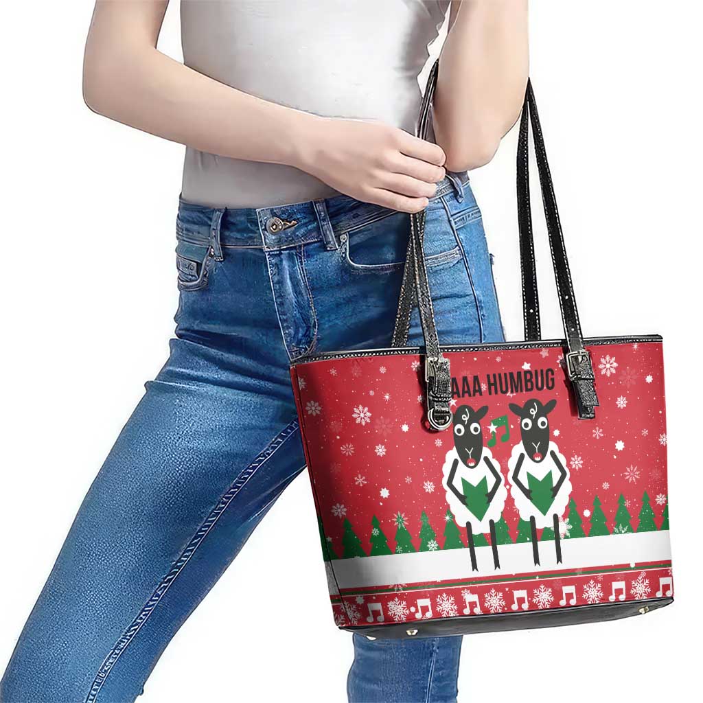 Vintage Sheep Music Christmas Leather Tote Bag Xmas Holiday Patterns - Wonder Print Shop