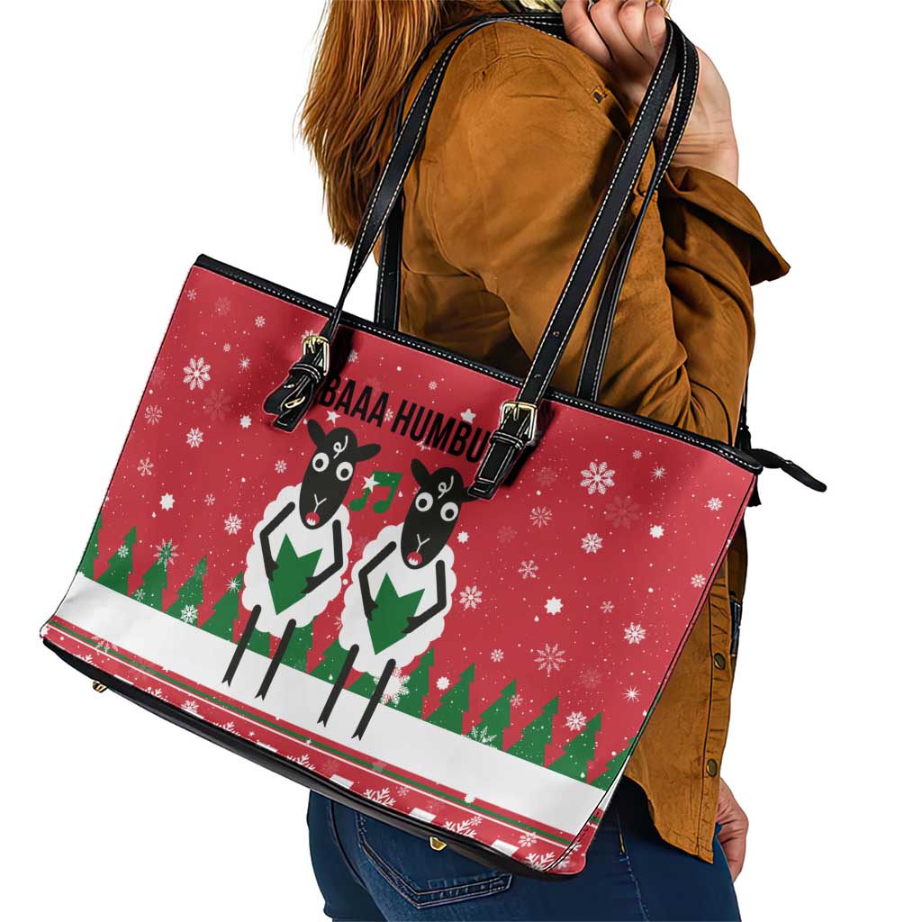 Vintage Sheep Music Christmas Leather Tote Bag Xmas Holiday Patterns - Wonder Print Shop