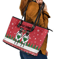 Vintage Sheep Music Christmas Leather Tote Bag Xmas Holiday Patterns - Wonder Print Shop