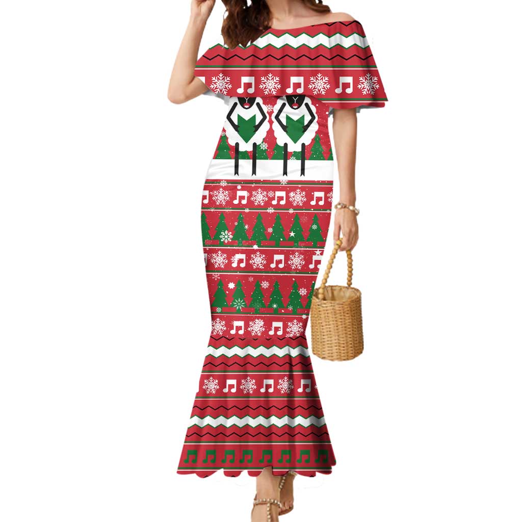 Vintage Sheep Music Christmas Mermaid Dress Xmas Holiday Patterns - Wonder Print Shop