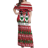 Vintage Sheep Music Christmas Off Shoulder Maxi Dress Xmas Holiday Patterns - Wonder Print Shop