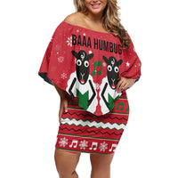 Vintage Sheep Music Christmas Off Shoulder Short Dress Xmas Holiday Patterns - Wonder Print Shop