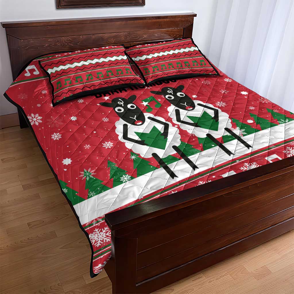 Vintage Sheep Music Christmas Quilt Bed Set Xmas Holiday Patterns - Wonder Print Shop