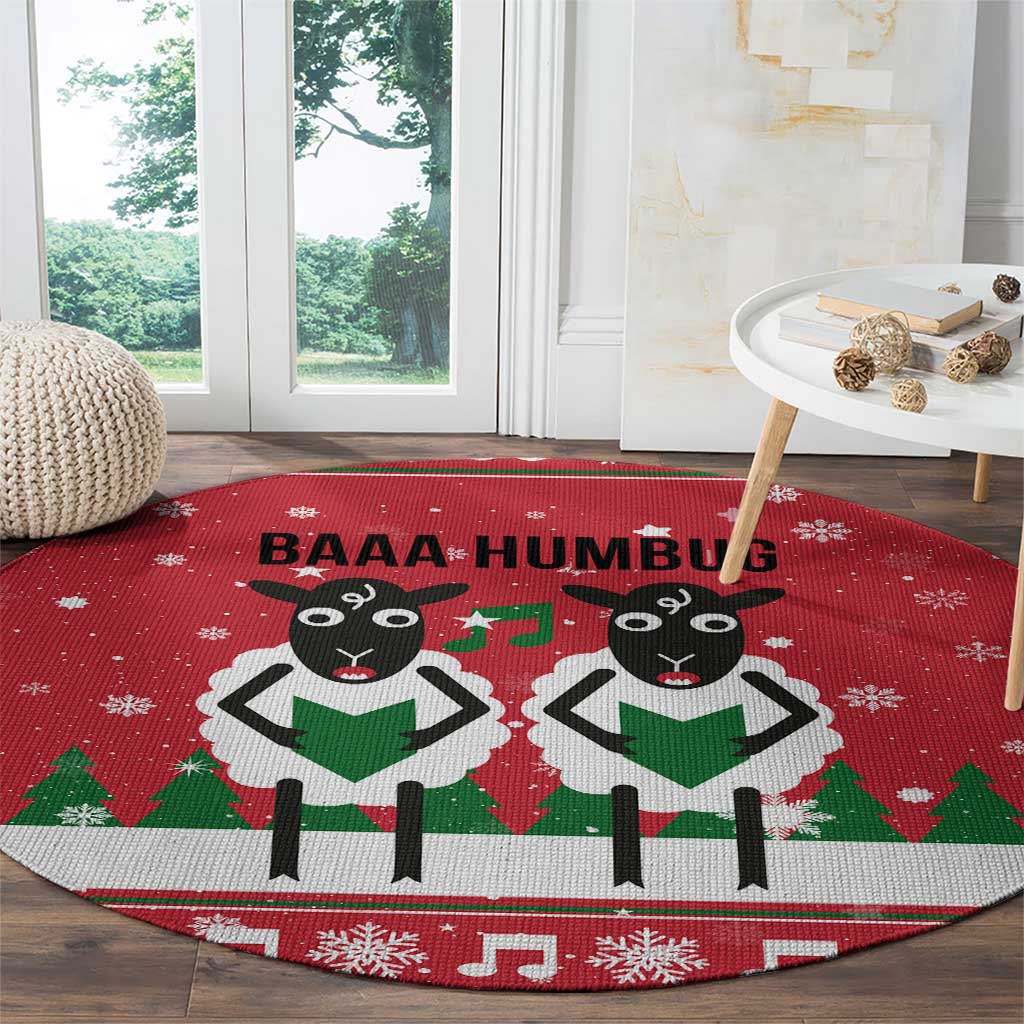 Vintage Sheep Music Christmas Round Carpet Xmas Holiday Patterns - Wonder Print Shop