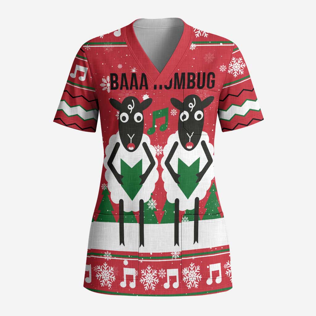 Vintage Sheep Music Christmas Scrub Top Xmas Holiday Patterns - Wonder Print Shop