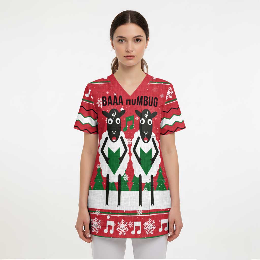 Vintage Sheep Music Christmas Scrub Top Xmas Holiday Patterns - Wonder Print Shop