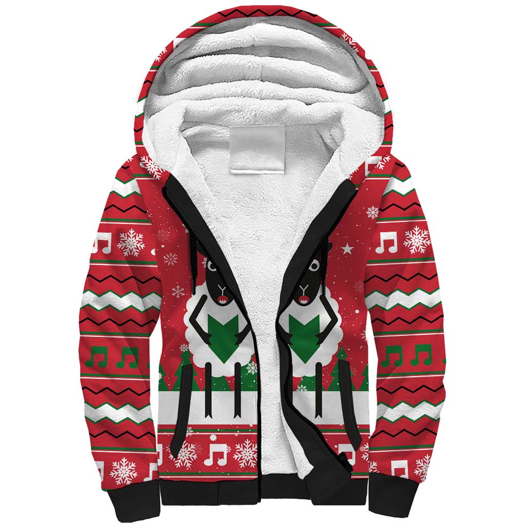 Vintage Sheep Music Christmas Sherpa Hoodie Xmas Holiday Patterns - Wonder Print Shop