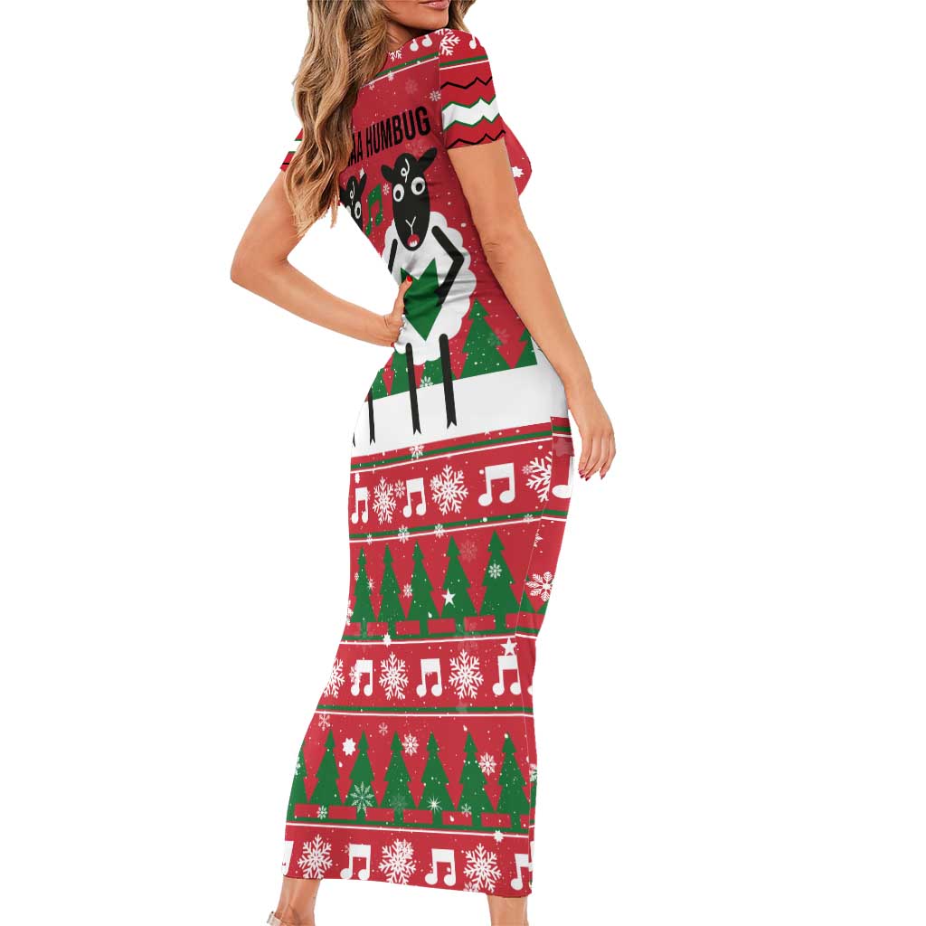 Vintage Sheep Music Christmas Short Sleeve Bodycon Dress Xmas Holiday Patterns - Wonder Print Shop