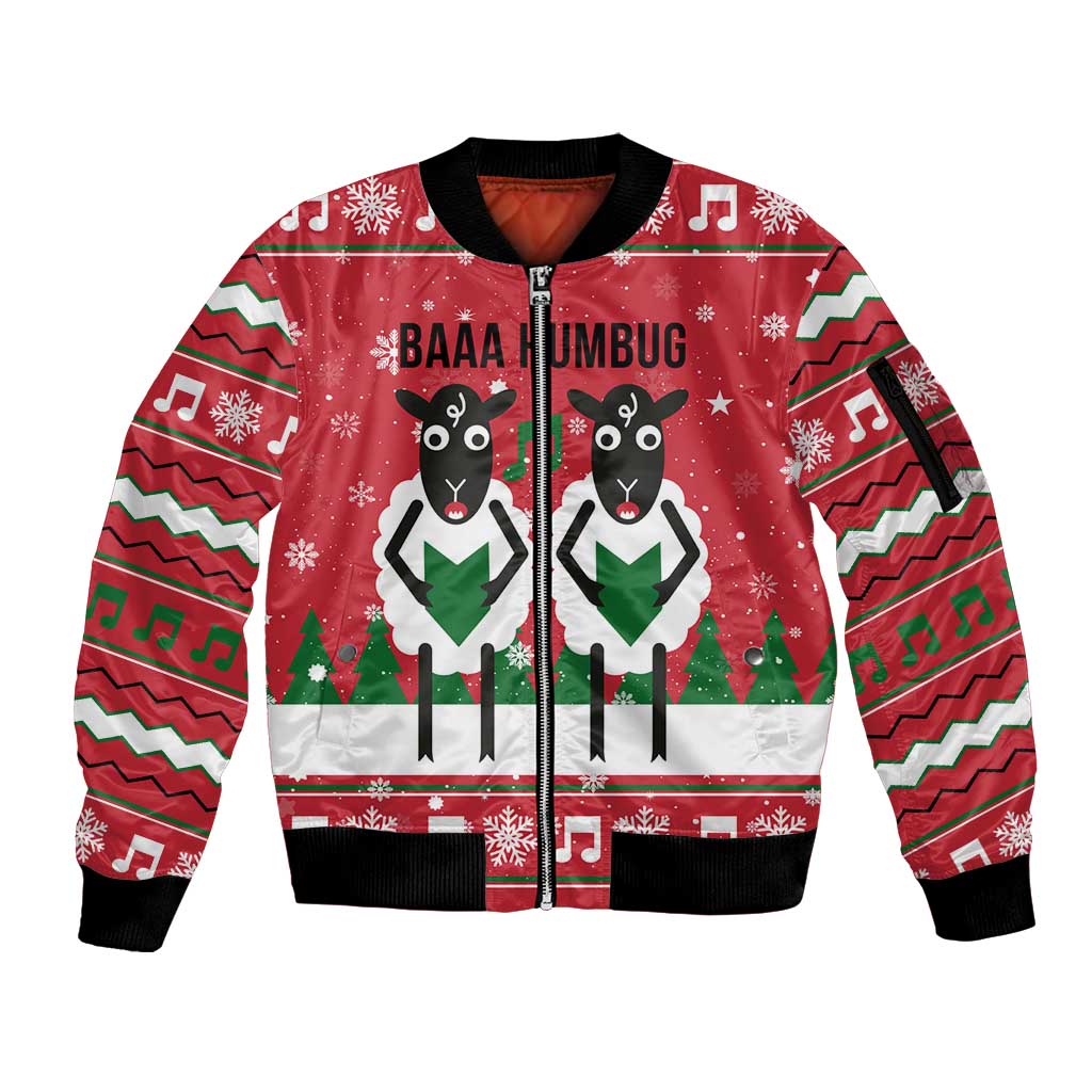 Vintage Sheep Music Christmas Sleeve Zip Bomber Jacket Xmas Holiday Patterns - Wonder Print Shop