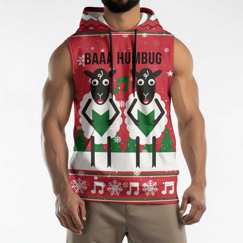 Vintage Sheep Music Christmas Sleeveless Hoodie Xmas Holiday Patterns - Wonder Print Shop