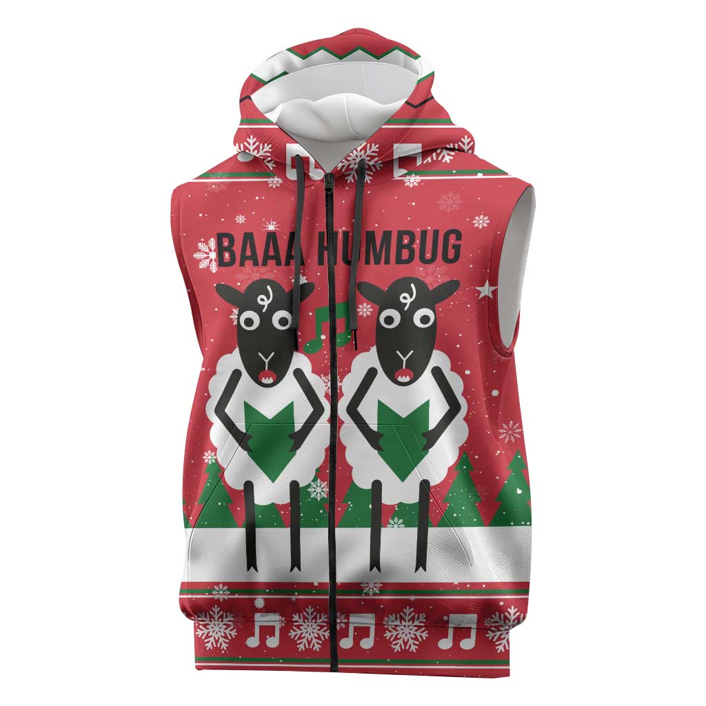 Vintage Sheep Music Christmas Sleeveless Zip Hoodie Xmas Holiday Patterns - Wonder Print Shop