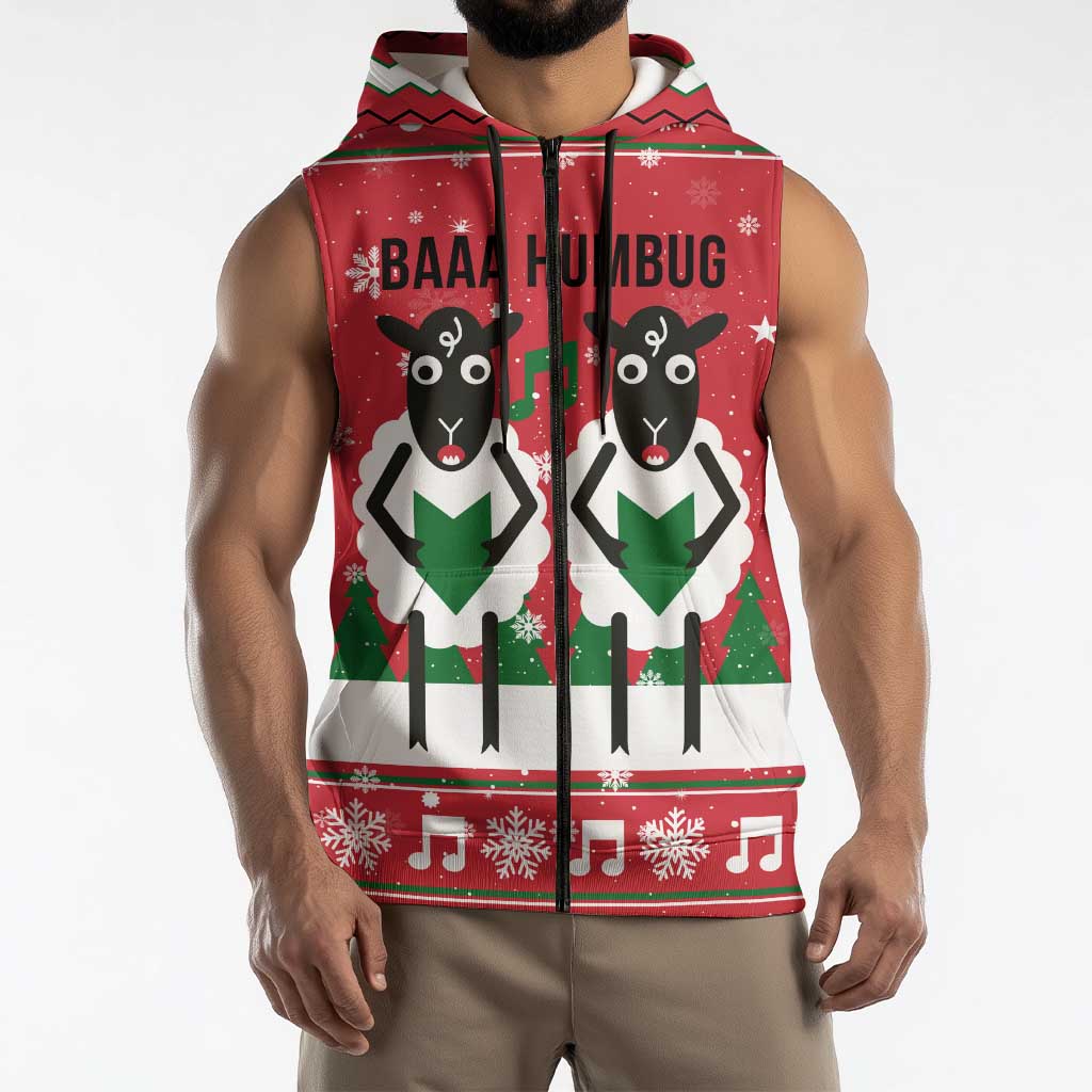 Vintage Sheep Music Christmas Sleeveless Zip Hoodie Xmas Holiday Patterns - Wonder Print Shop