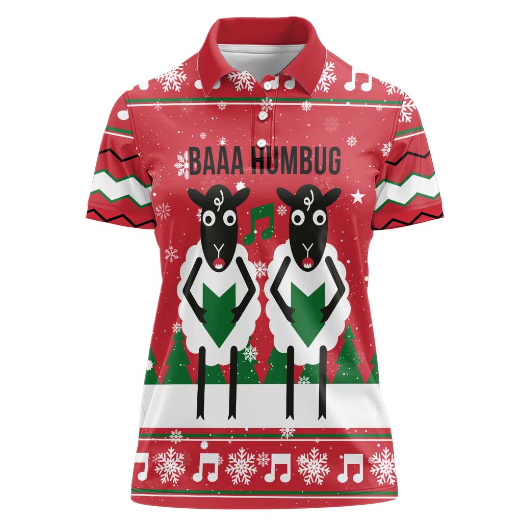 Vintage Sheep Music Christmas Women Polo Shirt Xmas Holiday Patterns - Wonder Print Shop