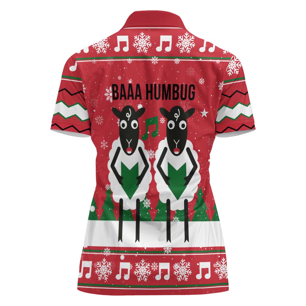 Vintage Sheep Music Christmas Women Polo Shirt Xmas Holiday Patterns - Wonder Print Shop