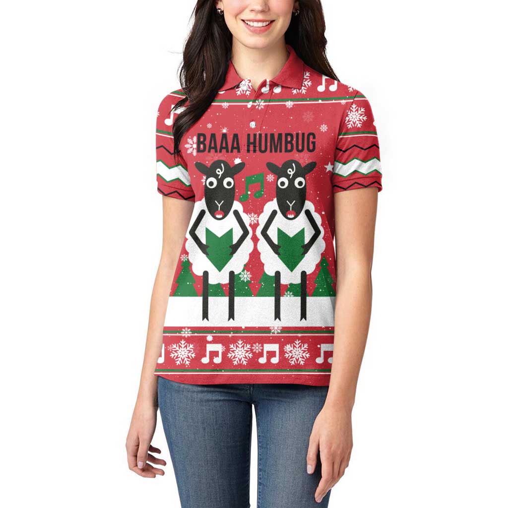 Vintage Sheep Music Christmas Women Polo Shirt Xmas Holiday Patterns - Wonder Print Shop