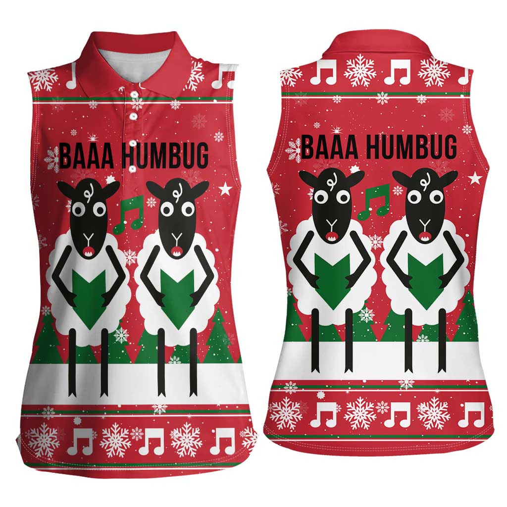 Vintage Sheep Music Christmas Women Sleeveless Polo Shirt Xmas Holiday Patterns - Wonder Print Shop