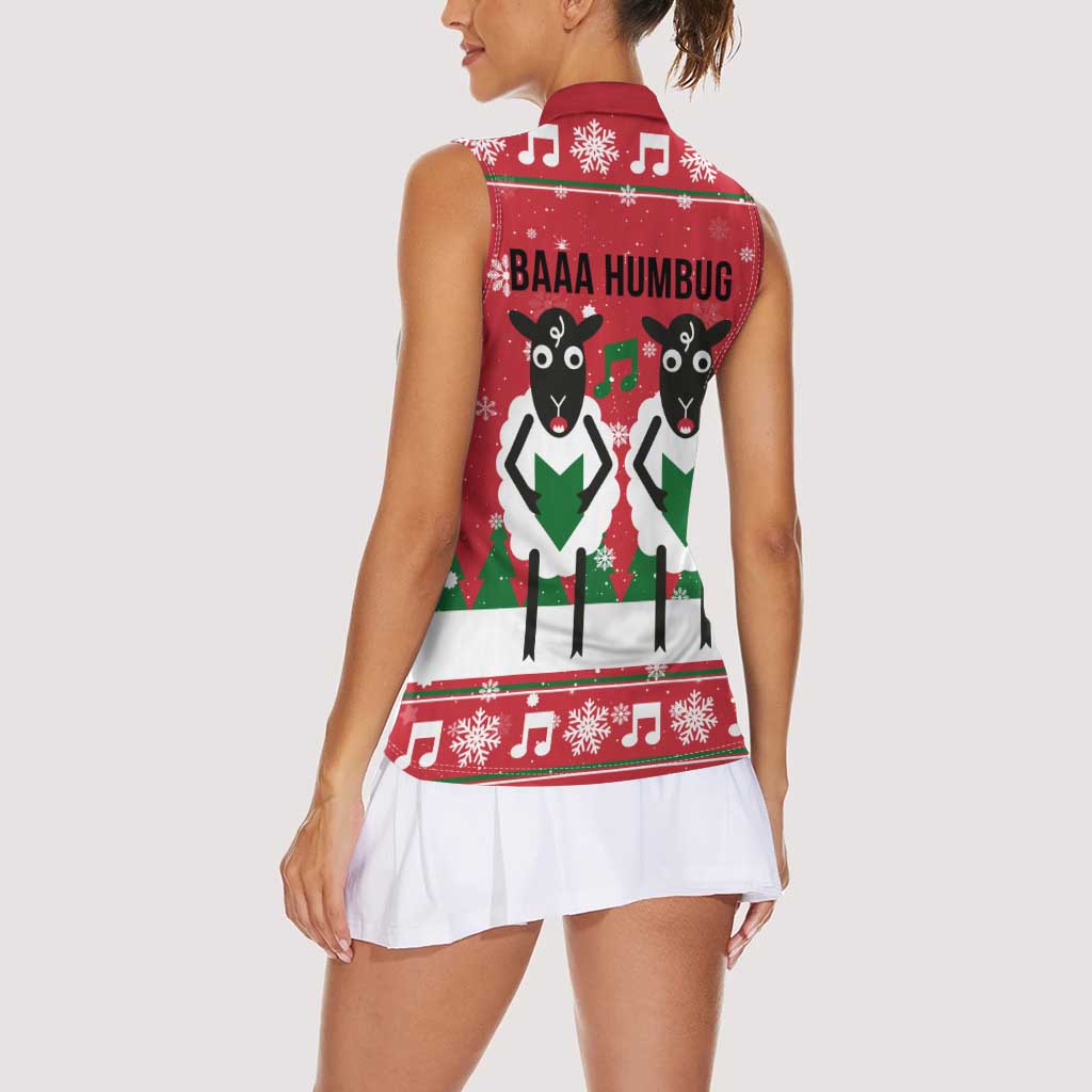 Vintage Sheep Music Christmas Women Sleeveless Polo Shirt Xmas Holiday Patterns - Wonder Print Shop