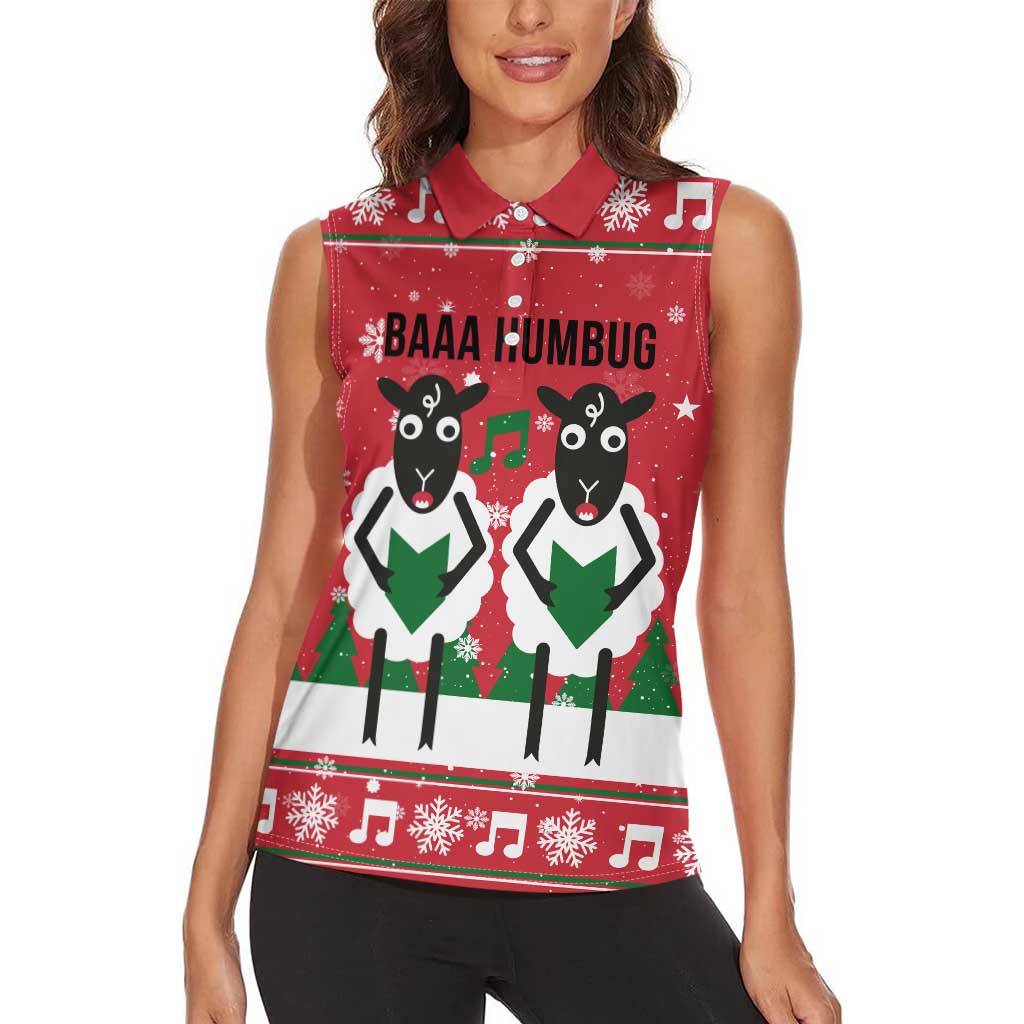 Vintage Sheep Music Christmas Women Sleeveless Polo Shirt Xmas Holiday Patterns - Wonder Print Shop