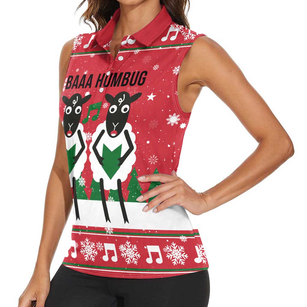 Vintage Sheep Music Christmas Women Sleeveless Polo Shirt Xmas Holiday Patterns - Wonder Print Shop