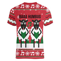 Vintage Sheep Music Christmas Women V-Neck T-Shirt Xmas Holiday Patterns - Wonder Print Shop