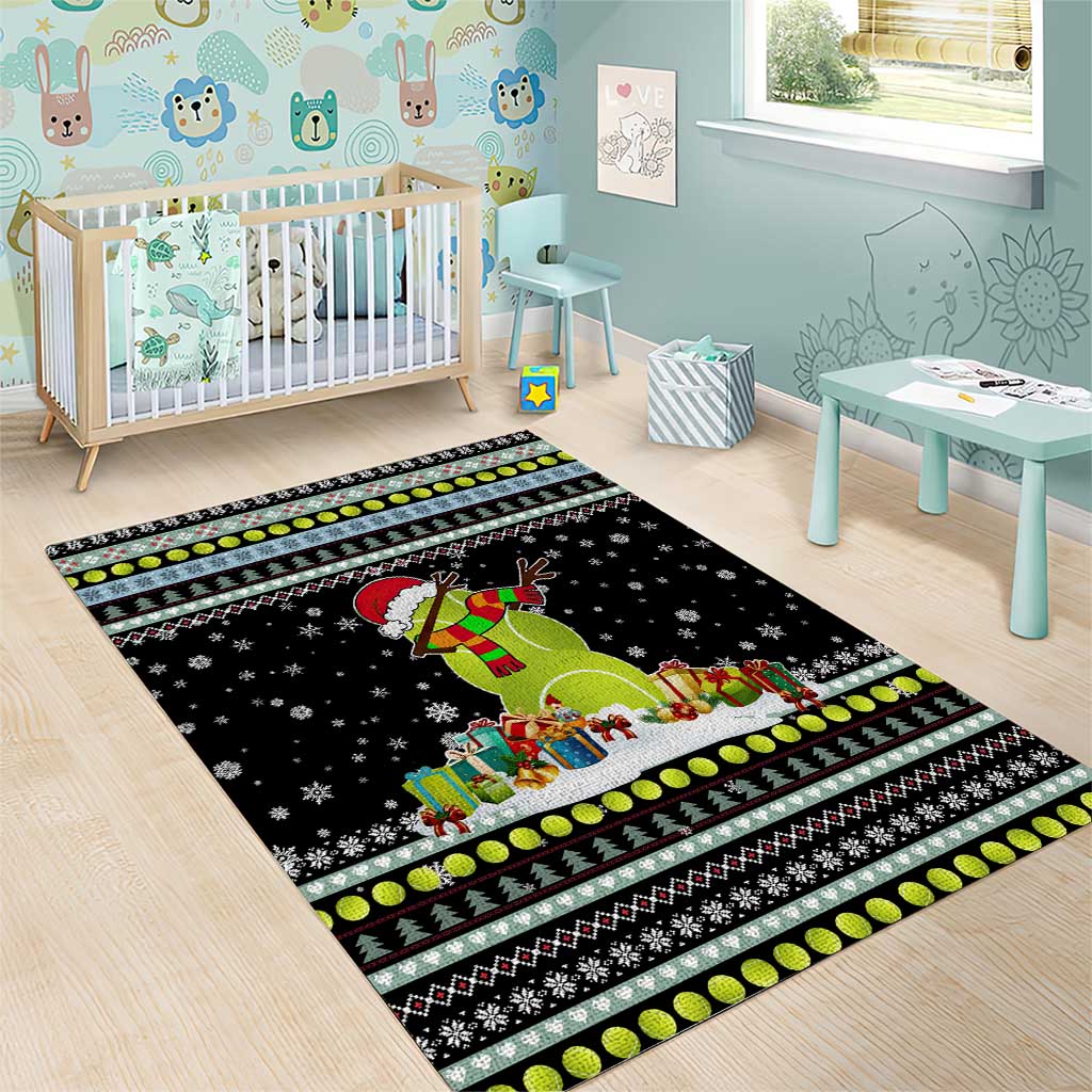 Tennis Snowman Christmas Area Rug Xmas Holiday Patterns - Wonder Print Shop
