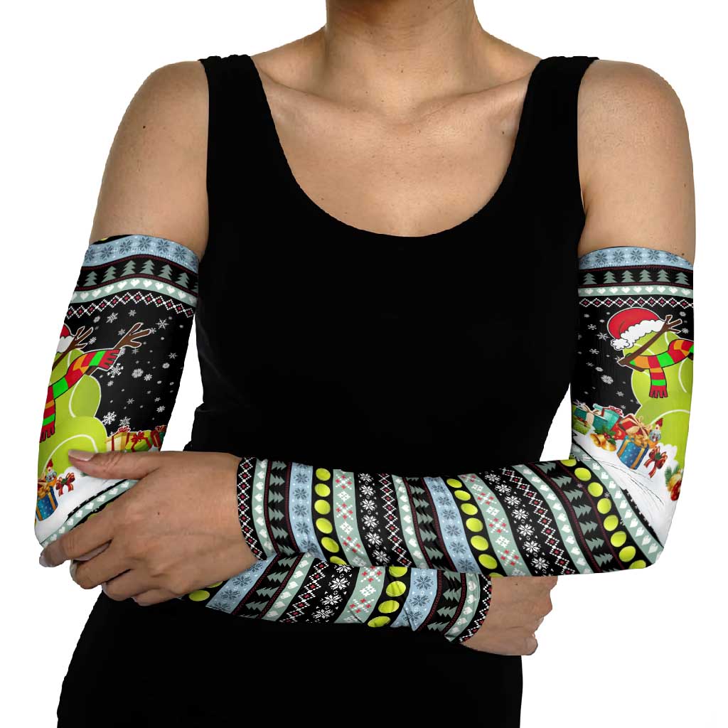 Tennis Snowman Christmas Arm Sleeves Xmas Holiday Patterns - Wonder Print Shop