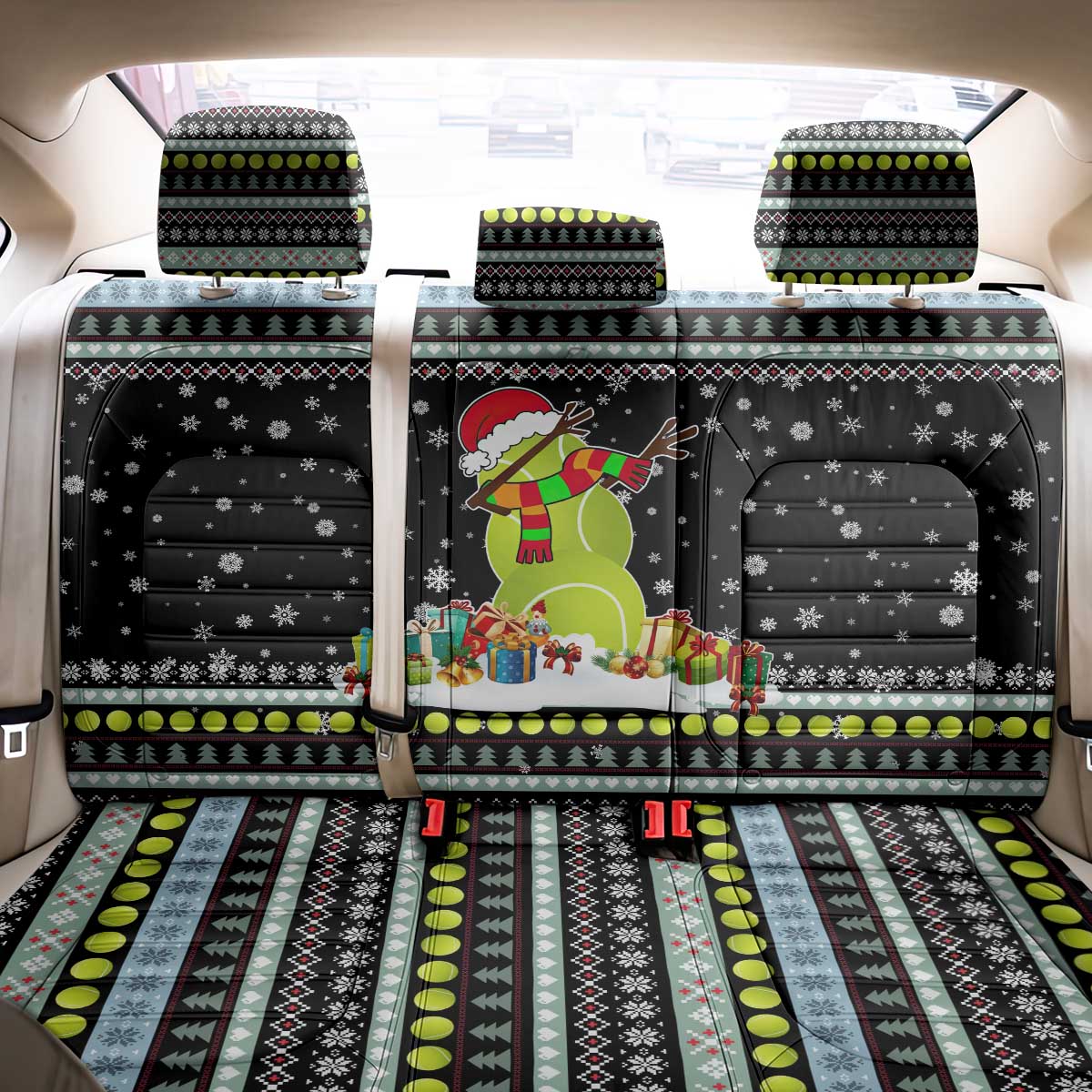Tennis Snowman Christmas Back Car Seat Cover Xmas Holiday Patterns - undefined