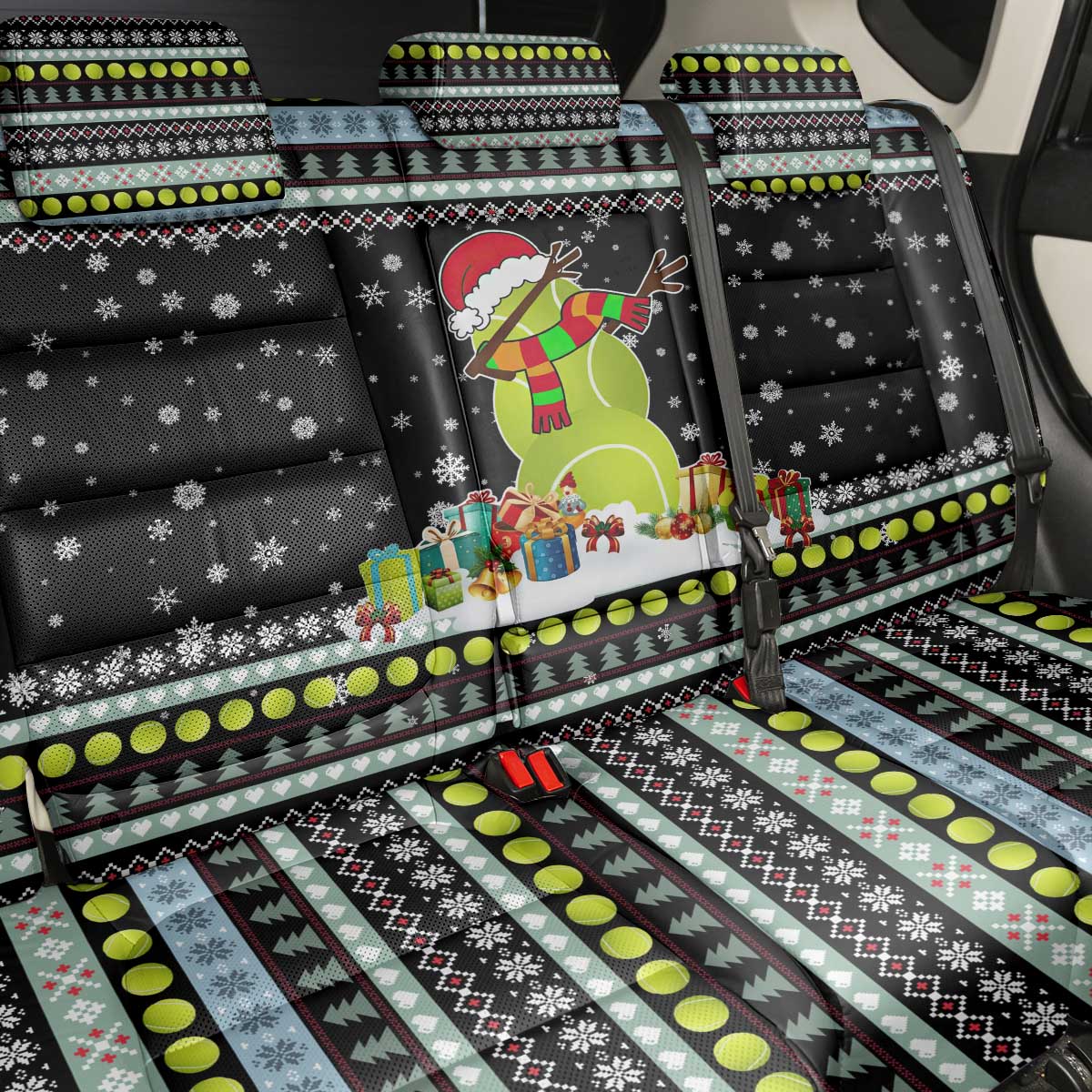Tennis Snowman Christmas Back Car Seat Cover Xmas Holiday Patterns - undefined