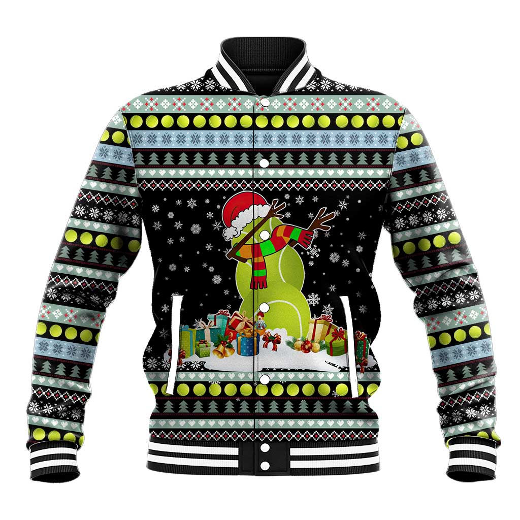 Tennis Snowman Christmas Baseball Jacket Xmas Holiday Patterns - Wonder Print Shop