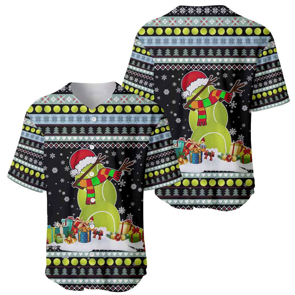 Tennis Snowman Christmas Baseball Jersey Xmas Holiday Patterns - Wonder Print Shop