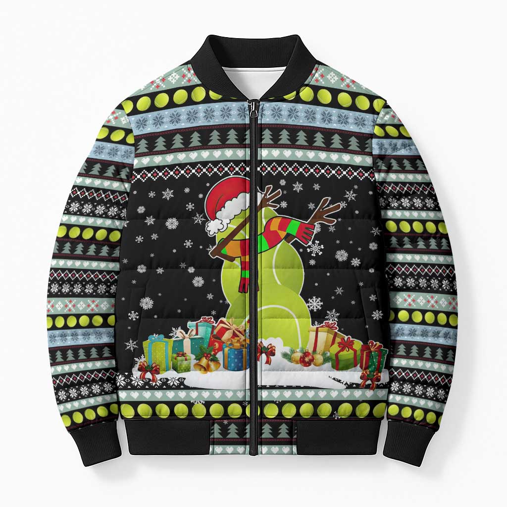 Tennis Snowman Christmas Bomber Puffer Jacket Xmas Holiday Patterns - Wonder Print Shop